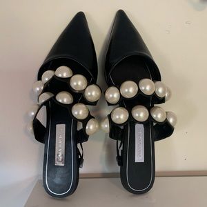 Zara Pearl Mules Size 40 Blogger Fave